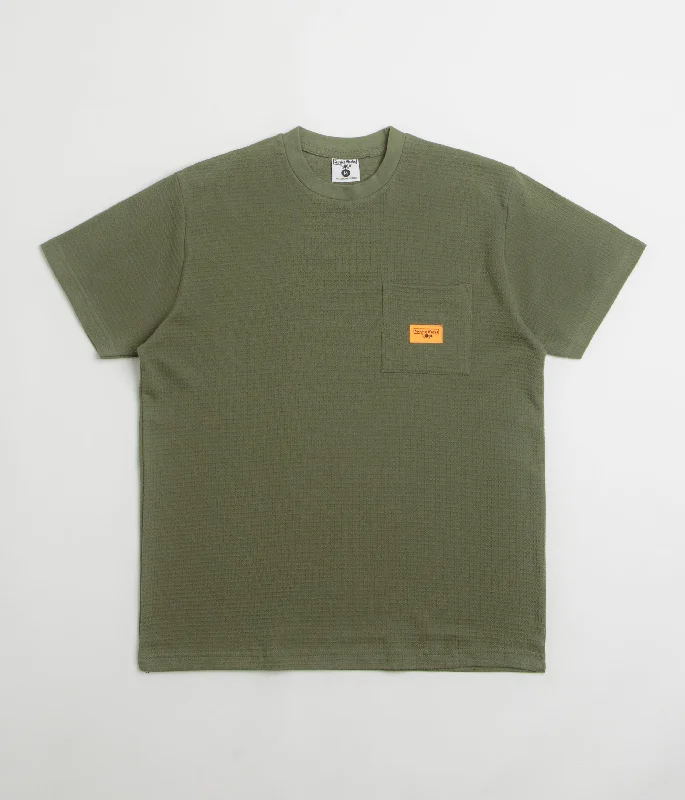 Black eco cotton T-shirts-Service Works Waffle Pocket T-Shirt - Olive