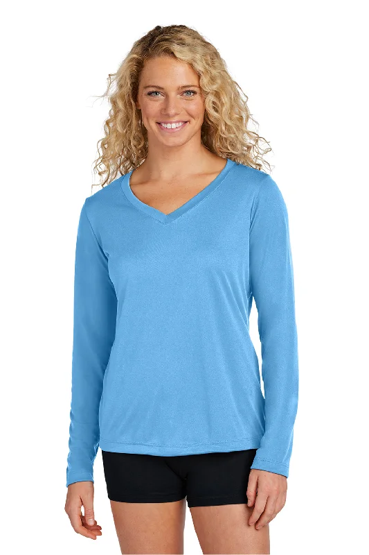 Green space T-shirts-Sport-Tek Womens Competitor Moisture Wicking Long Sleeve V-Neck T-Shirt - Carolina Blue