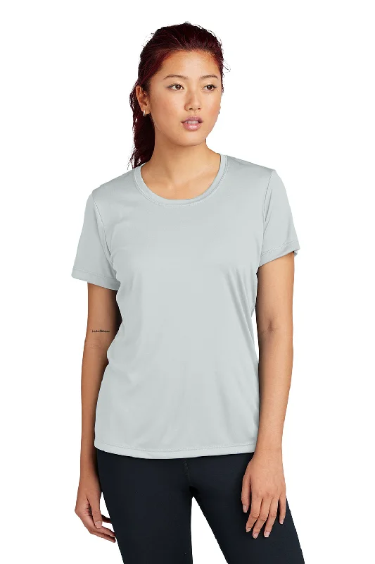 White gradient T-shirts-Sport-Tek Womens Competitor Moisture Wicking Short Sleeve Crewneck T-Shirt - Silver Grey