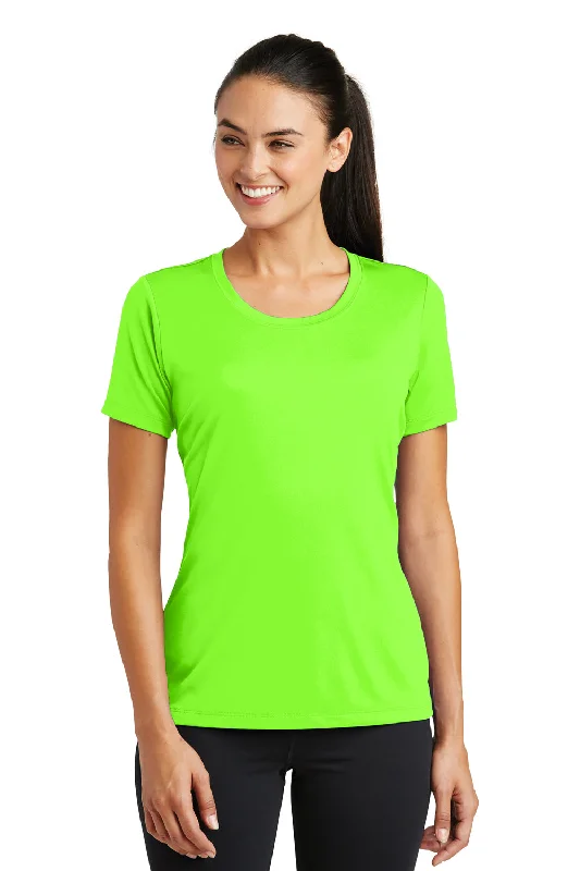 Henley vintage T-shirts-Sport-Tek Womens Tough Moisture Wicking Short Sleeve Crewneck T-Shirt - Neon Green - Closeout