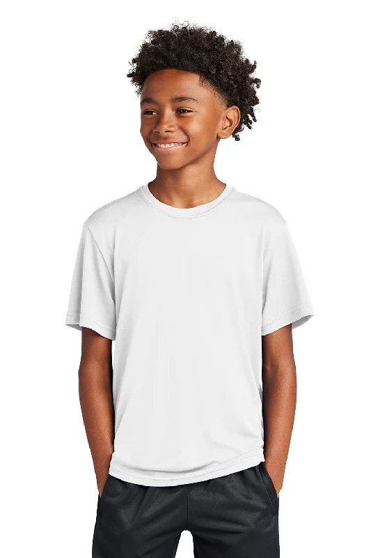 Yellow simple T-shirts-Sport-Tek Youth Competitor Moisture Wicking Short Sleeve Crewneck T-Shirt - White