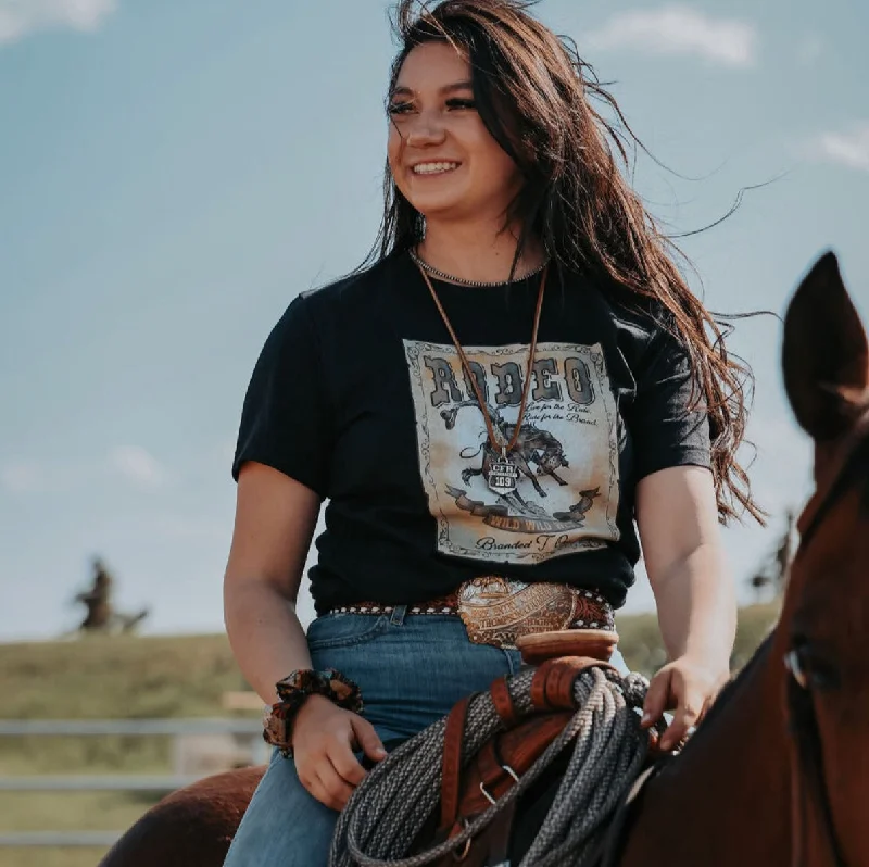 White running trail T-shirts-TIN & TURQUOISE- Vintage Rodeo Tee