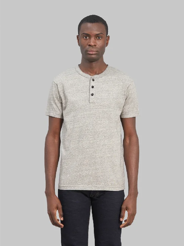 Long white T-shirts-UES Ramayana Henley Neck T-Shirt Grey