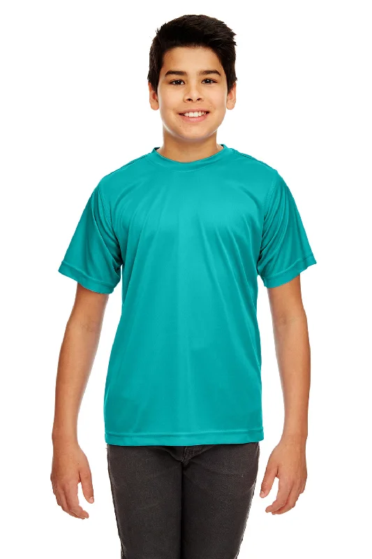 White no-pocket T-shirts-UltraClub Youth Cool & Dry Performance Moisture Wicking Short Sleeve Crewneck T-Shirt - Jade Green