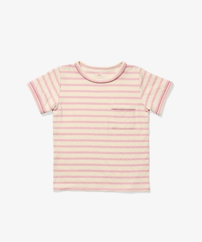 Pink exercise T-shirts-Willie T-Shirt, Petal Stripe