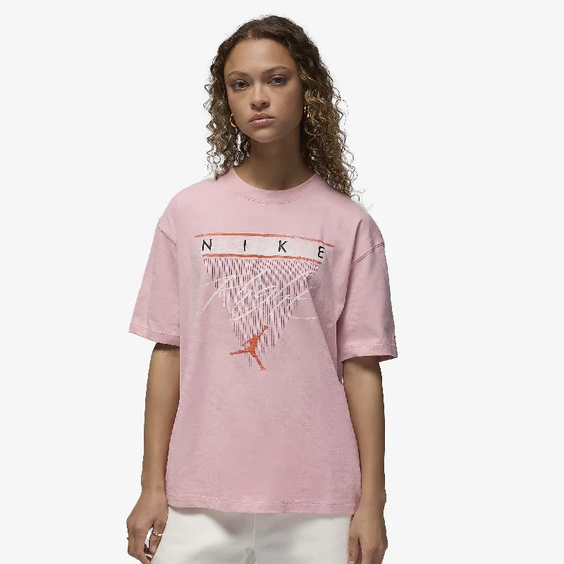 Gray athletic T-shirts-Nike | WMN'S FLIGHT HERITAGE GRAPHIC TEE  { PINK GLAZE/COSMIC CLAY