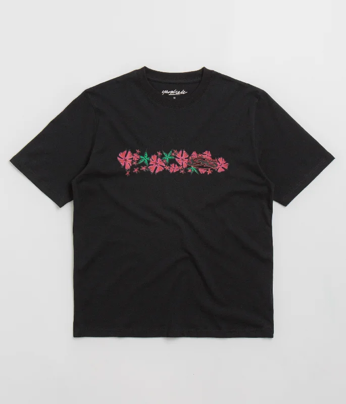 Discount plain T-shirts-Yardsale Flower T-Shirt - Black