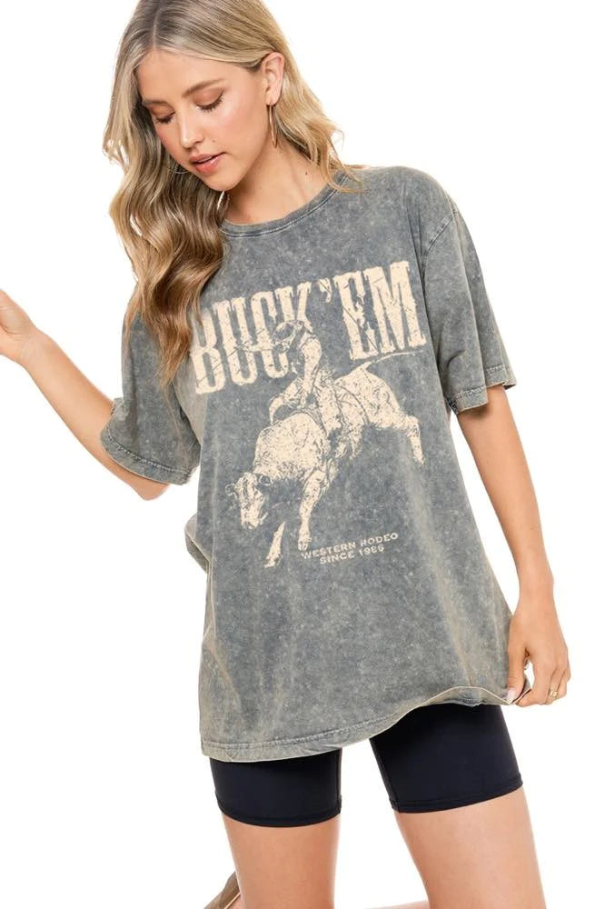 Yellow airy T-shirts-Zutter Buck'em Graphic Tee