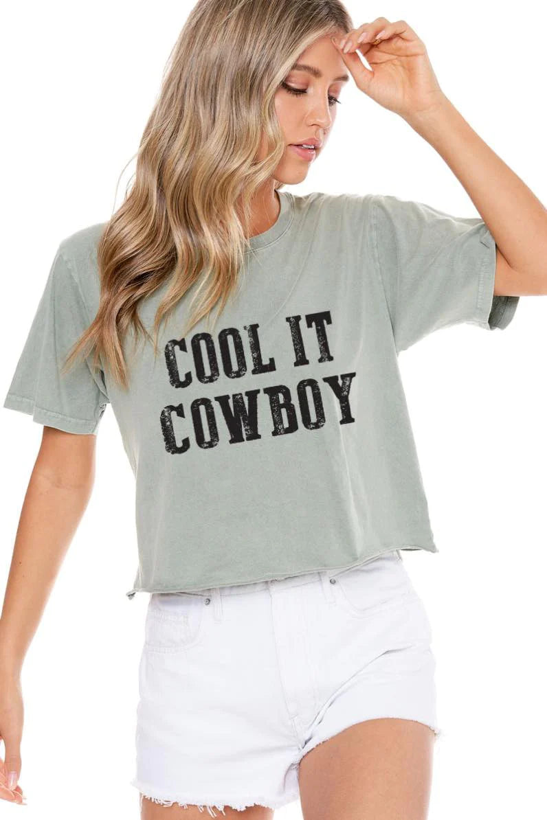 Hemp sustainable T-shirts-Zutter Cool it Cowboy Crop Tee