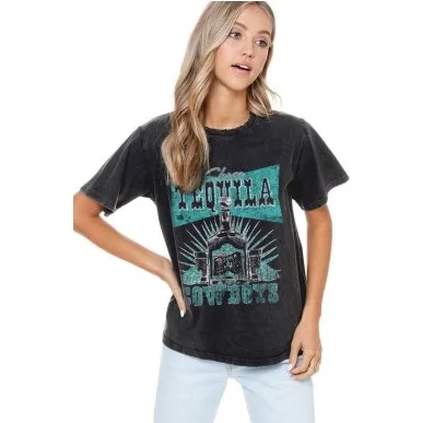 Black sports team T-shirts-Zutter Tequila Cowboys Graphic Tee