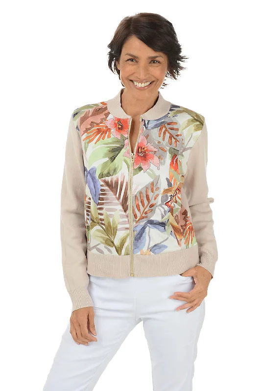 Cardigan with brushed finish -Butterfly Zip Front Sweater Jacket