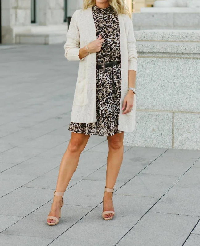 Cardigan with chunky knit -Ada Chenille Cardigan In Ivory