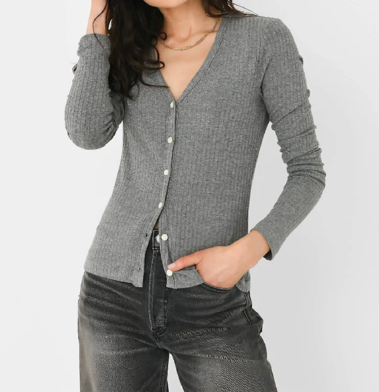 Cardigan with thumb holes -Ava Cardigan In Milano Grey