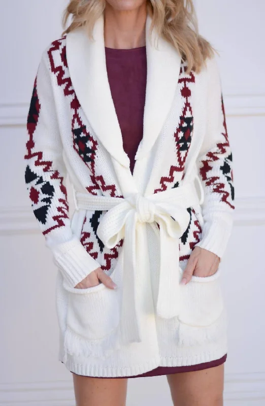 Cardigan for early evenings -Aztec Cardigan In Ivory