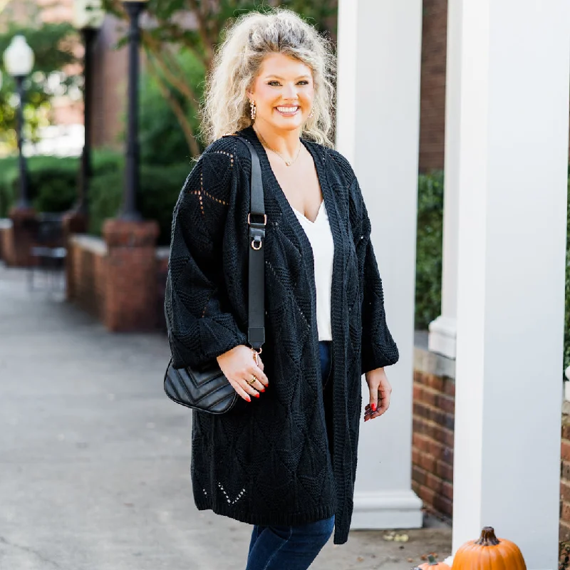 Cardigan in charcoal grey -Eat, Drink, And Be Cozy Cardigan, Black