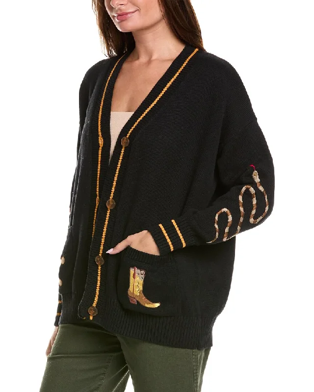 Cardigan with ribbed sleeves -Minnie Rose Novelty Oversized Cashmere-Blend Cardigan