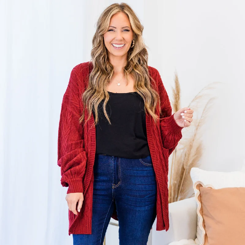 Cardigan with piped edges -Reach The Top Cardigan, Cardinal