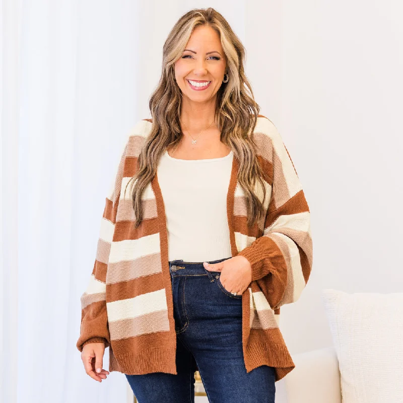 Cardigan in ash grey -Take Some Time For Yourself Cardigan, Brown