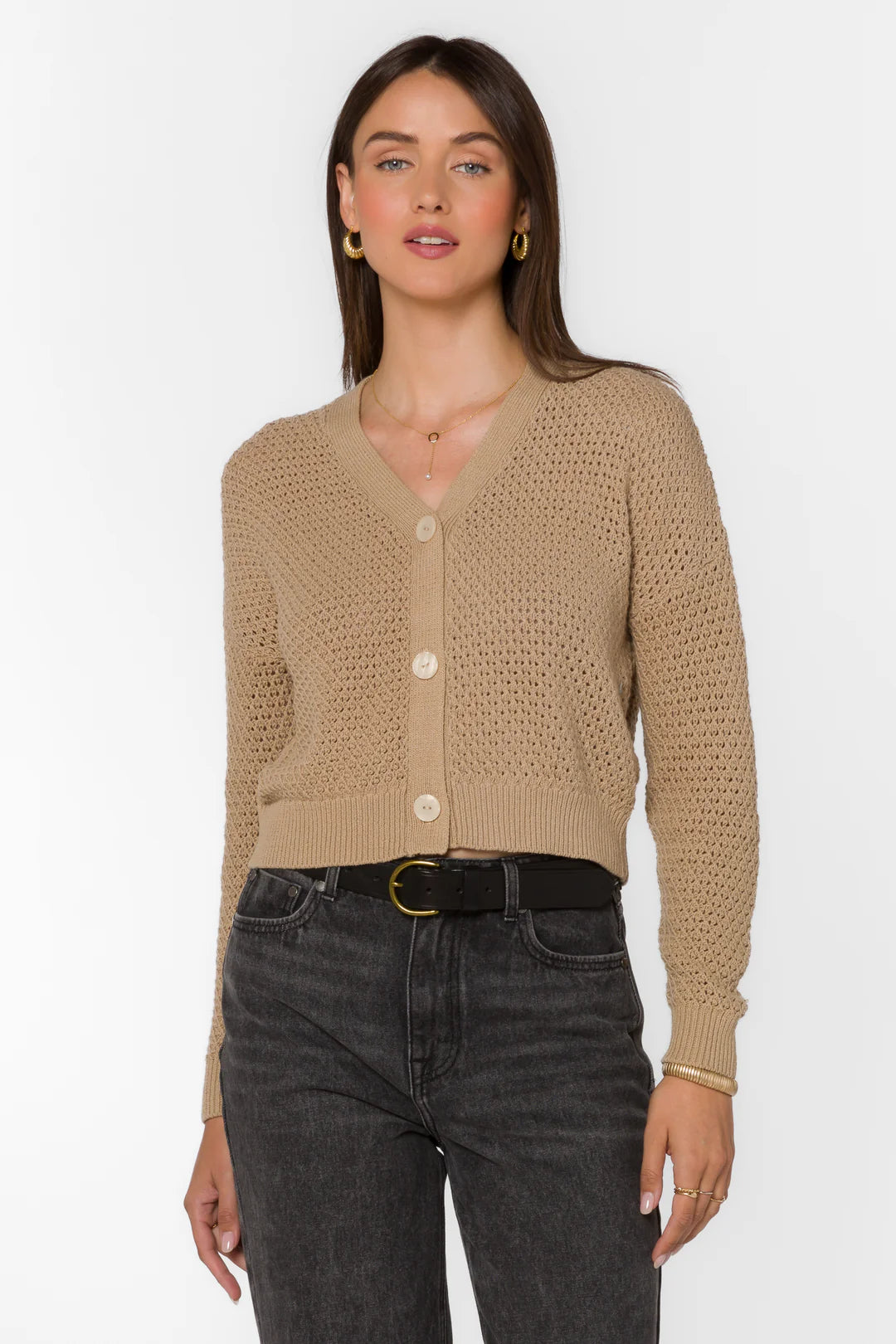 Pullover sweater with ribbed neck -Aris Beige Sweater