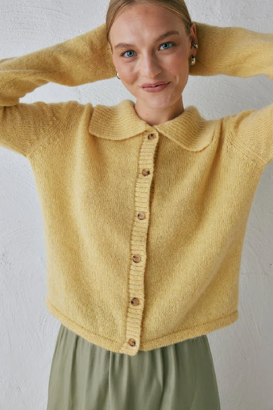 Cardigan for early evenings -Avery Knit Cardigan Lemon