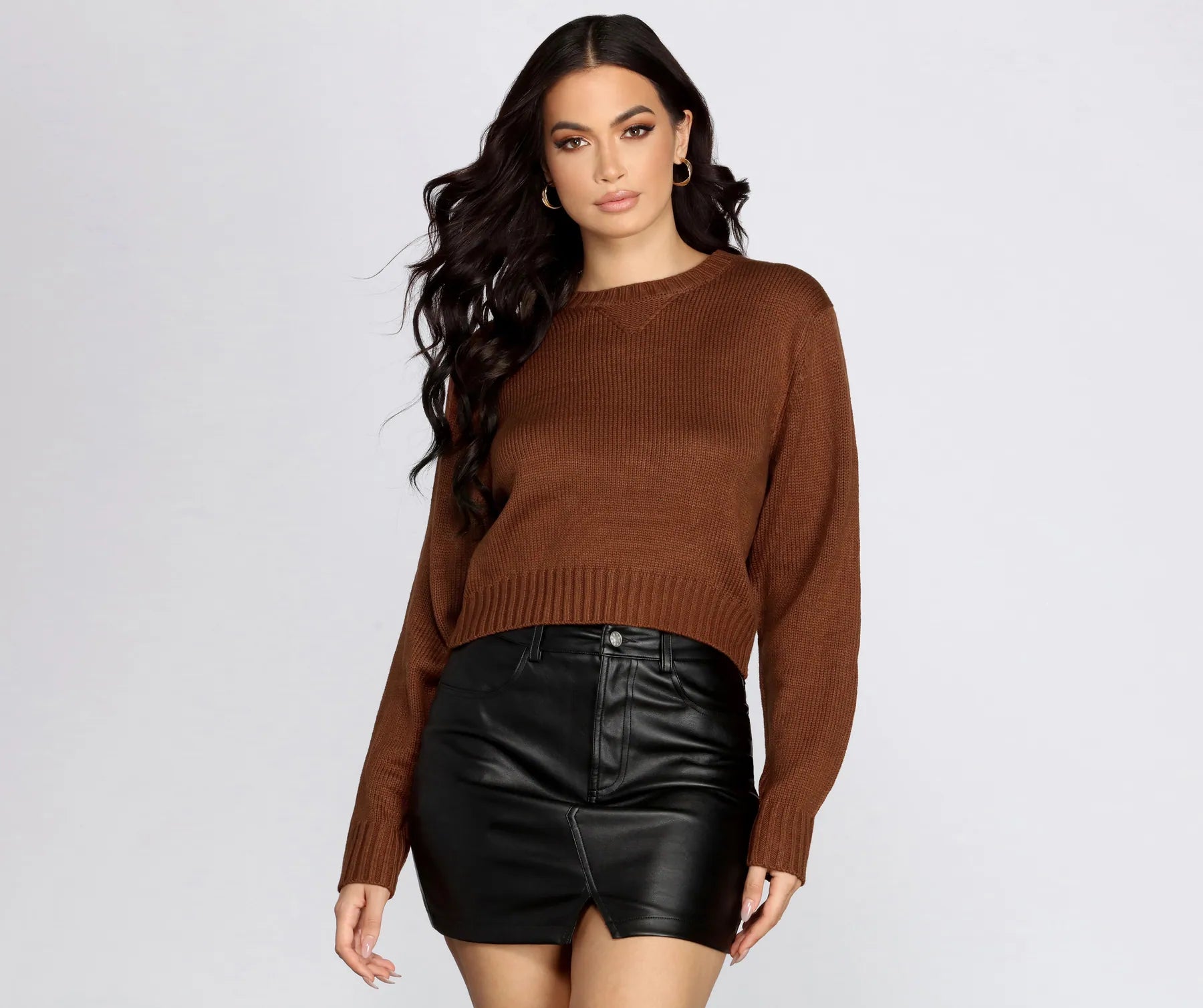 Pullover sweater with side vents -Basically Cute Cropped Sweater