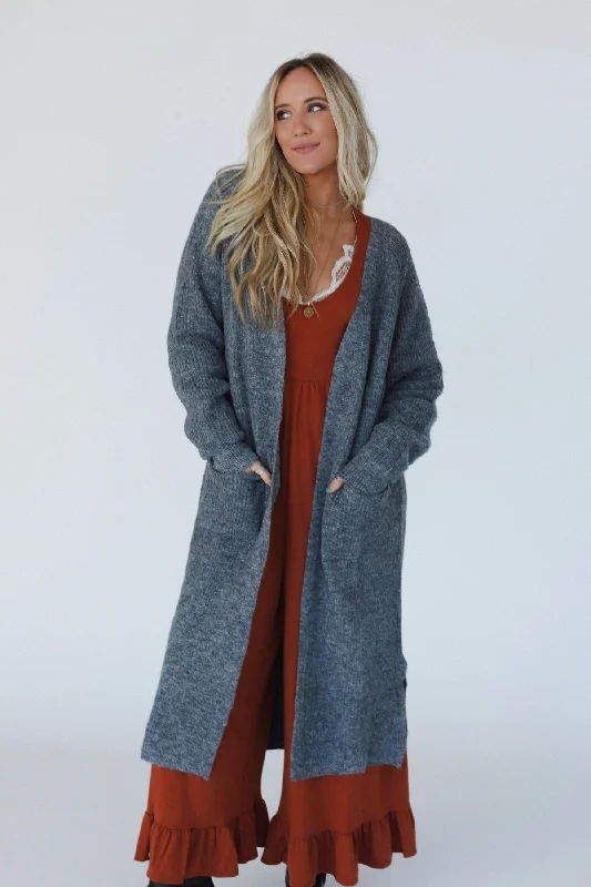 Cardigan in elegant knit -Bennett Cardigan - Charcoal