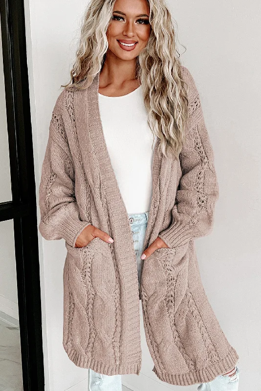 Cardigan for date night -Cable-Knit Dropped Shoulder Cardigan