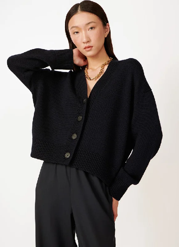 Cardigan with patch pockets -Cardigan with Embossed Effect Detail