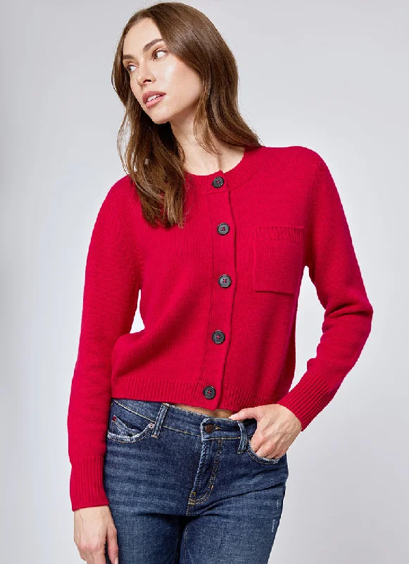 Cardigan in subtle design -Cashmere Crewneck Cardigan