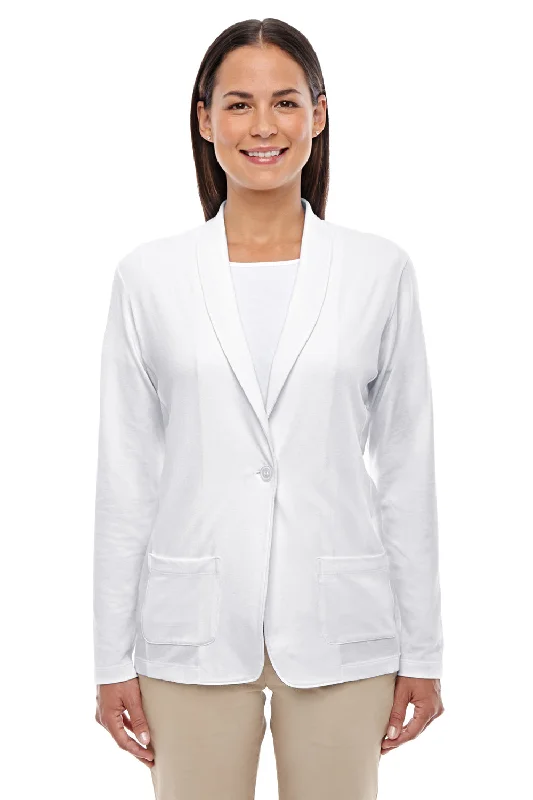 Cardigan with three-quarter sleeves -Devon & Jones Womens Perfect Fit Cardigan Sweater - White