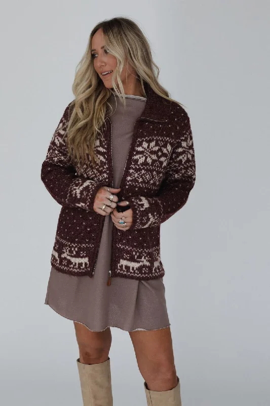 Cardigan for teens in white -Eleanora Cardigan - Wine