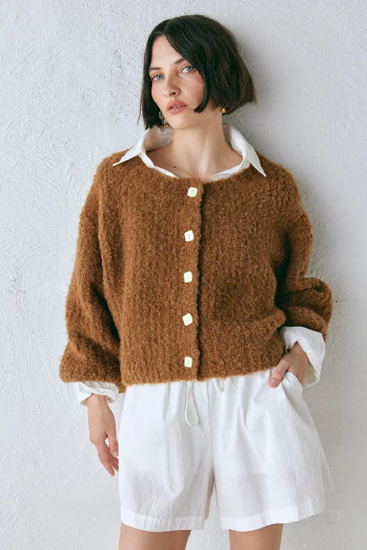 Cardigan for craft nights -Elsie Knit Cardigan Copper