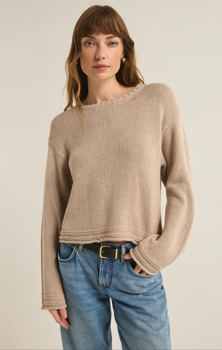 Pullover sweater with star embroidery -Emerson Cropped Sweater