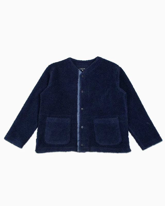 Cardigan in trendy colors -Engineered Garments Knit Cardigan Navy Wool Poly Shaggy Knit