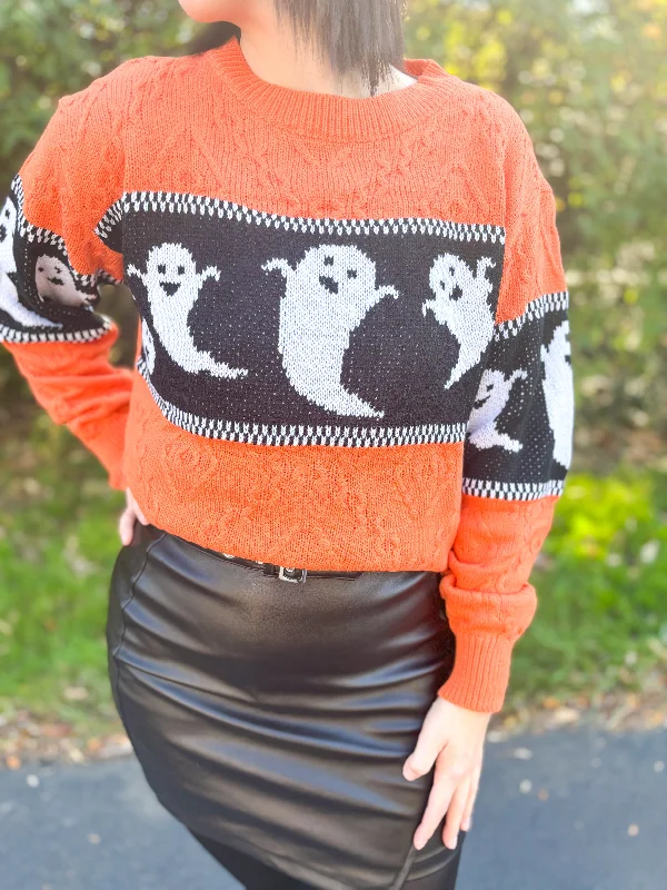 Pullover sweater with wooden buttons -“Friendly Hauntings” Sweater