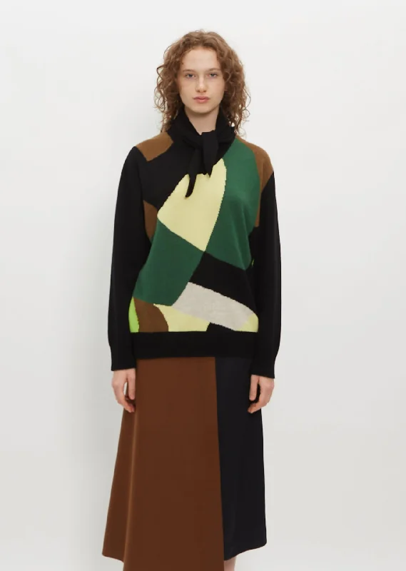 Pullover sweater for foggy mornings -Foulard Color Blocked Sweater