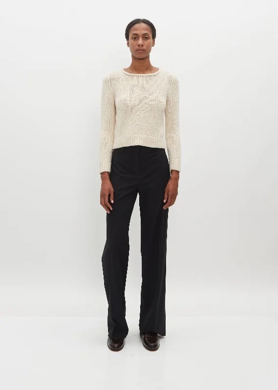 Pullover sweater with cable twist -Lana Cashmere Sweater — Oatmeal