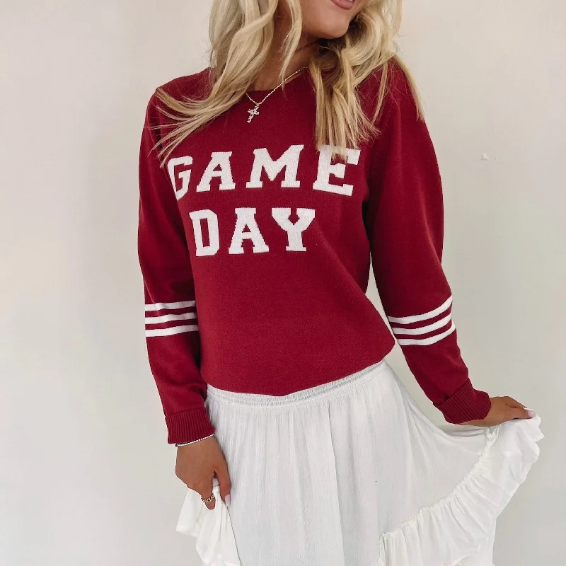 Pullover sweater in seafoam green -Gameday Sweater - Burgundy/White