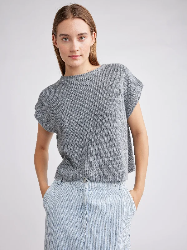 Pullover sweater in baby blue -Gillian, Crop Sweater Tee By Self Contrast