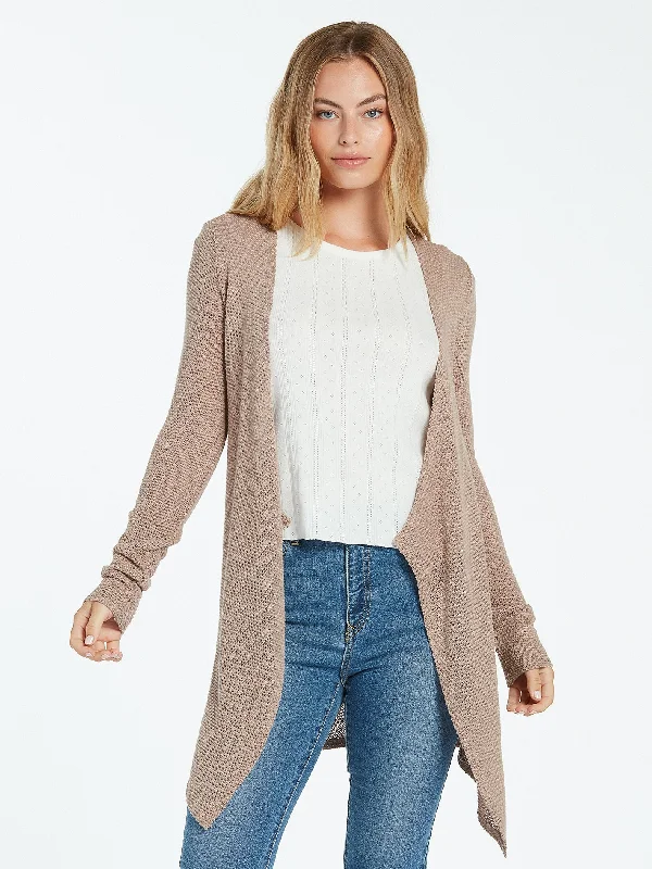 Cardigan with toggle closure -Go Go Wrap Cardigan - Stone