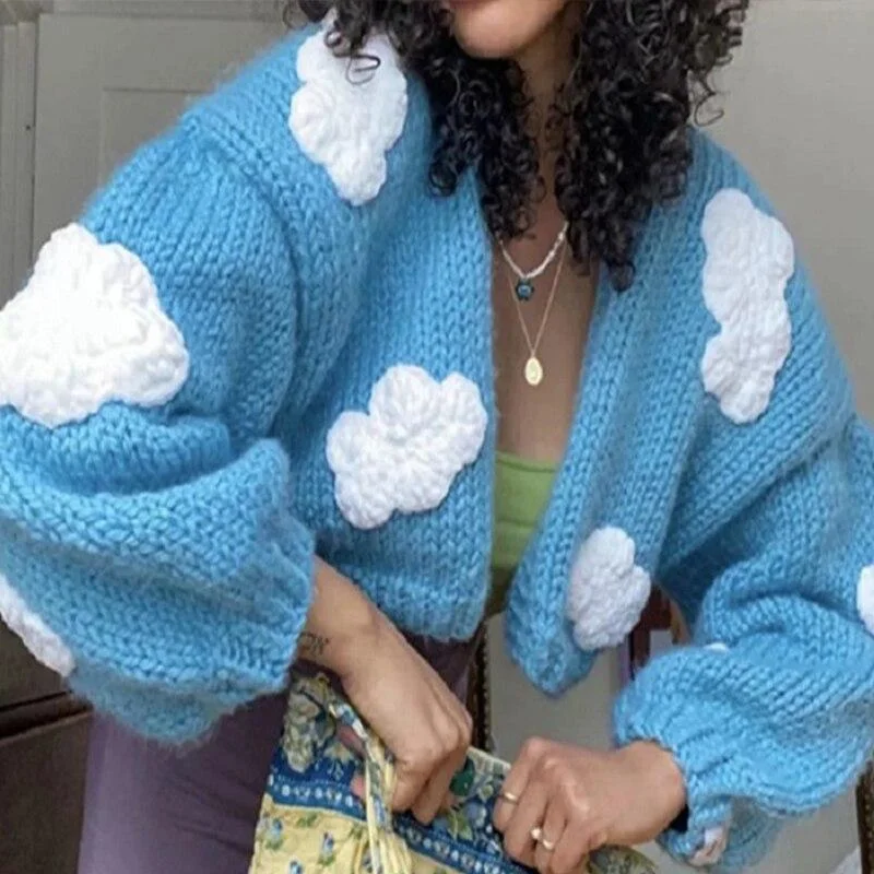 Cardigan for cozy nights -Handmade Cloud Knitted Cardigan