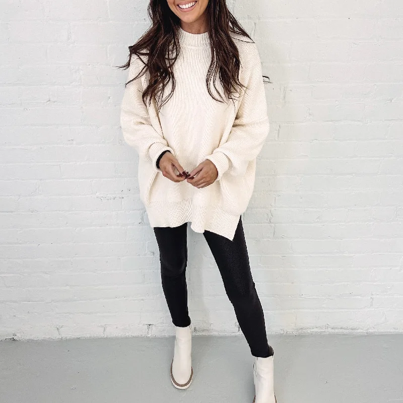 Pullover sweater for casual outings -Hayes Oversized Sweater - Cream