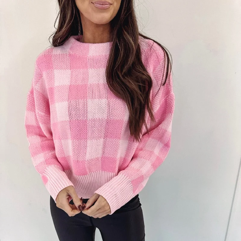 Pullover sweater in cozy knit -Janessa Sweater - Pink