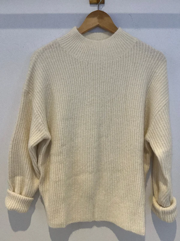 Pullover sweater with herringbone pattern -Janet Long Sleeve Turtleneck Sweater