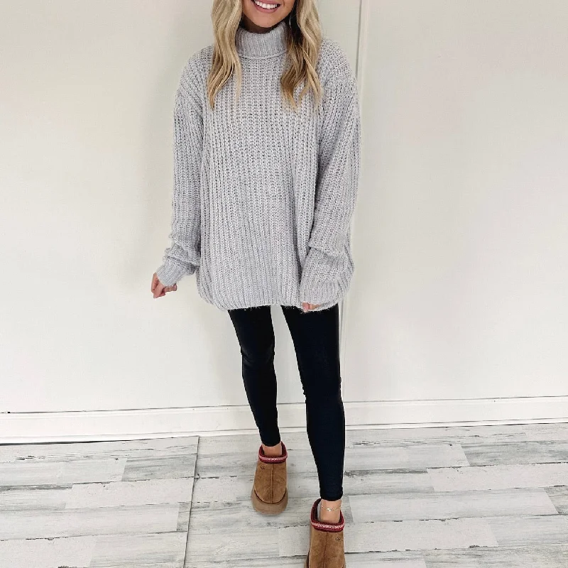 Pullover sweater in tan -Jaquline Sweater - Grey