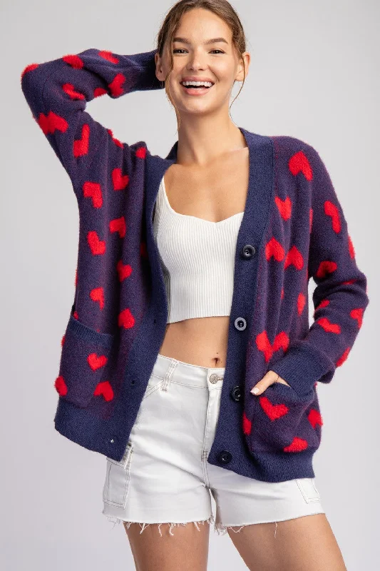 Cardigan with draped front -HEART CARDIGAN