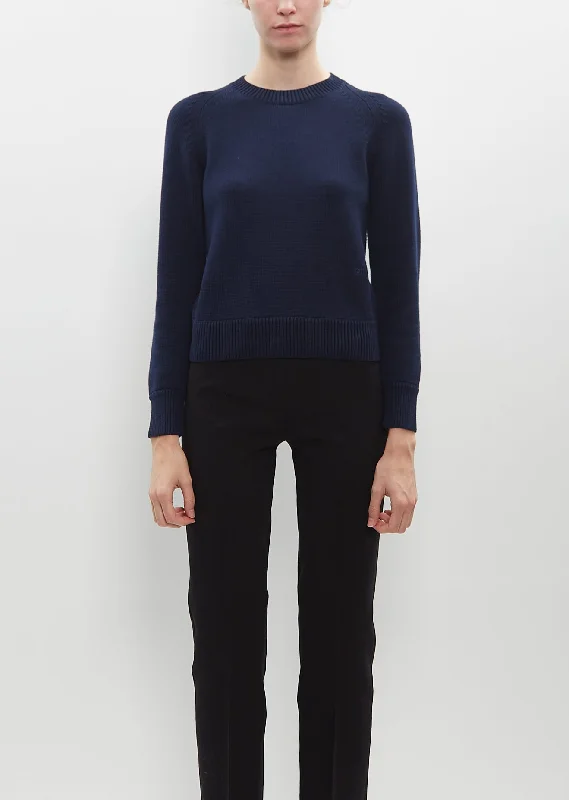 Pullover sweater with floral embroidery -Lauren Sweater — Navy