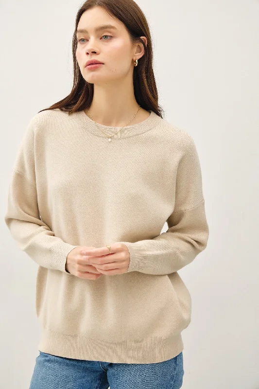 Pullover sweater with flared cuffs -Lennox Basic Blouson Sleeve Pullover Sweater