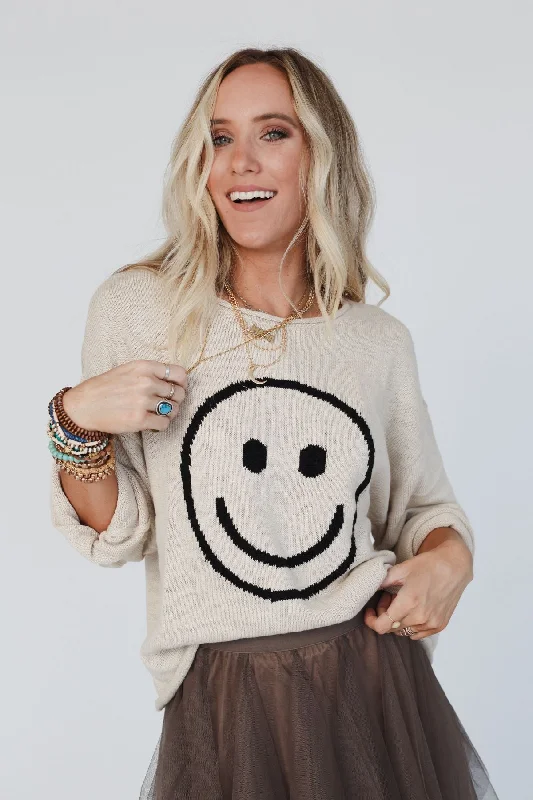 Pullover sweater in baby blue -Made You Smile Sweater - Ivory