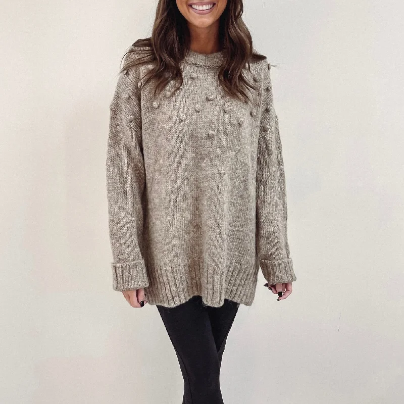 Pullover sweater with piped edges -Megan Sweater